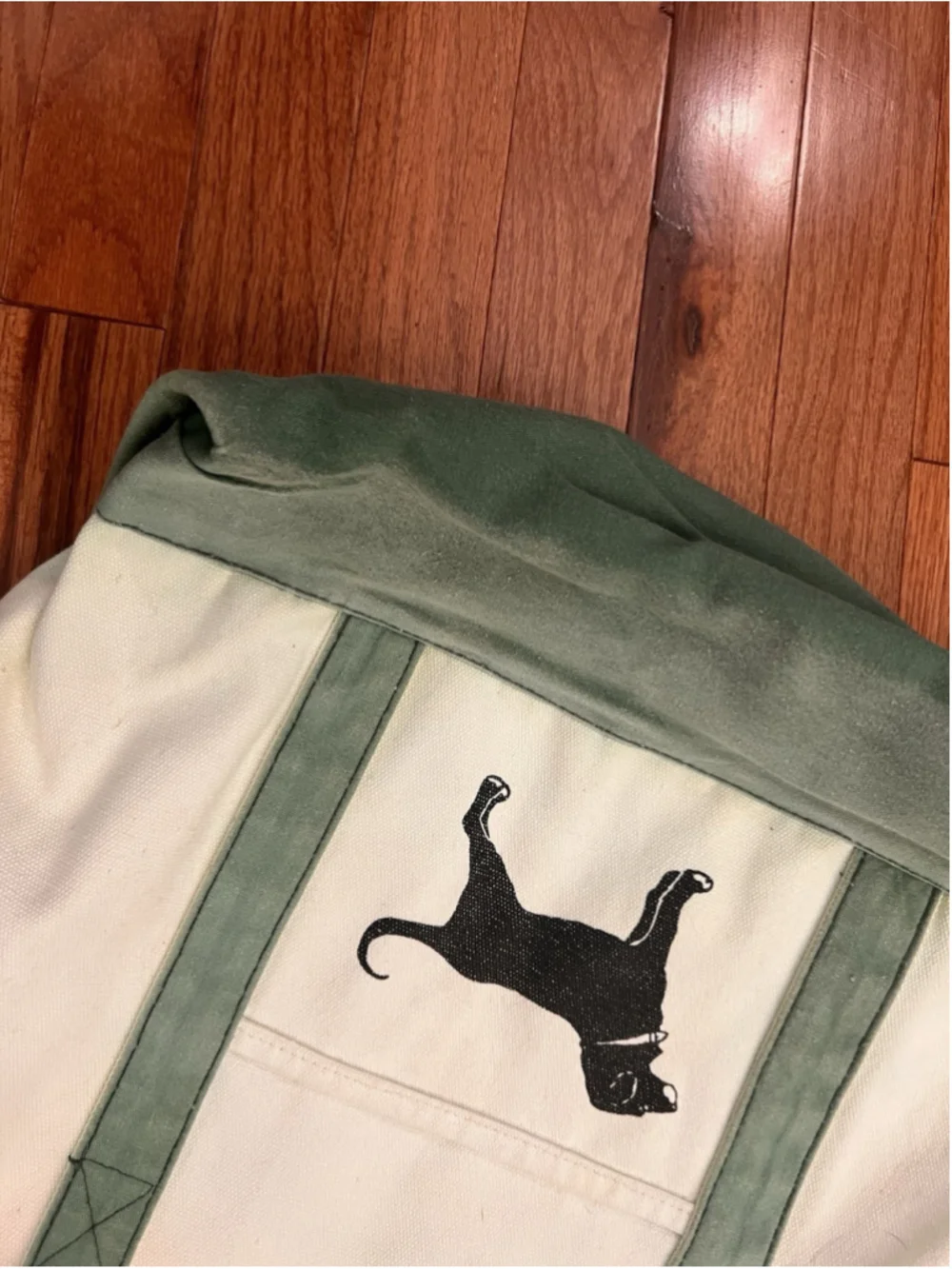 Black Dog Marthas Vineyard Large Cream & Green Canvas Tote Bag Carryall Beach